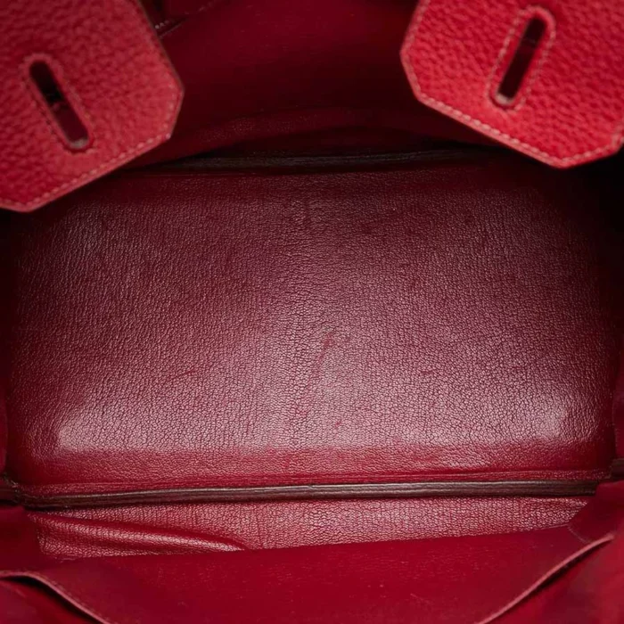 High-End Hermès Inspired Birkin 30 Clemence Rouge Garance PHW - Direct Luxury Fashion - Image 5