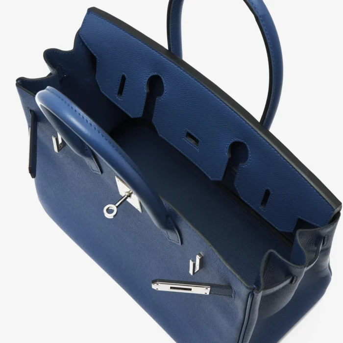 High-End Hermès Inspired Birkin 30 Epsom Bleu Agate PHW - Direct Luxury Fashion - Image 5