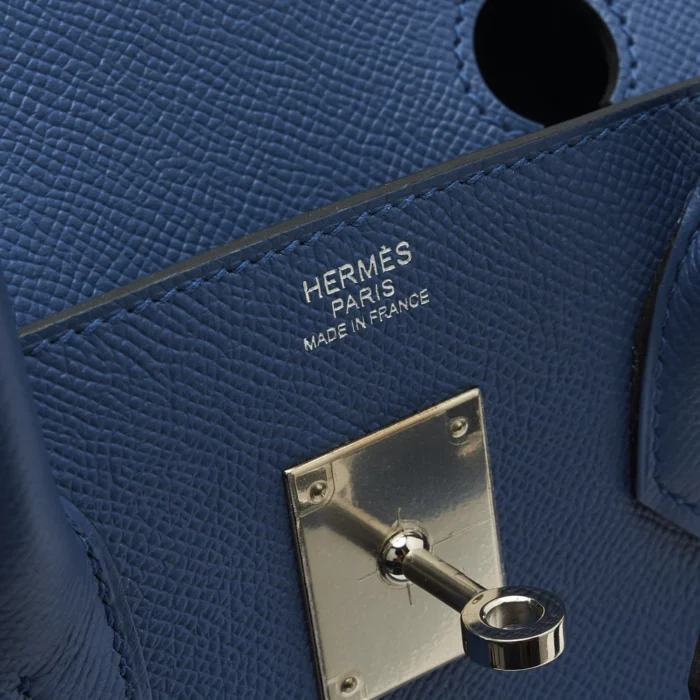 High-End Hermès Inspired Birkin 30 Epsom Bleu Agate PHW - Direct Luxury Fashion - Image 6