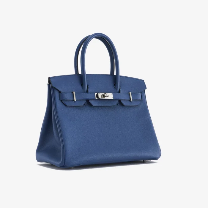 High-End Hermès Inspired Birkin 30 Epsom Bleu Agate PHW - Direct Luxury Fashion - Image 4