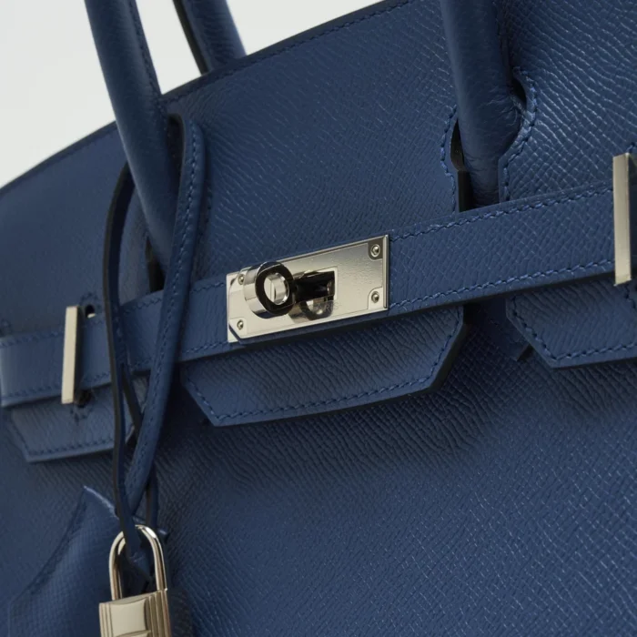 High-End Hermès Inspired Birkin 30 Epsom Bleu Agate PHW - Direct Luxury Fashion - Image 7