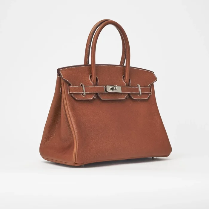 High-End Hermès Inspired Birkin 30 Fauve Barenia Faubourg PHW - Direct Luxury Fashion - Image 4