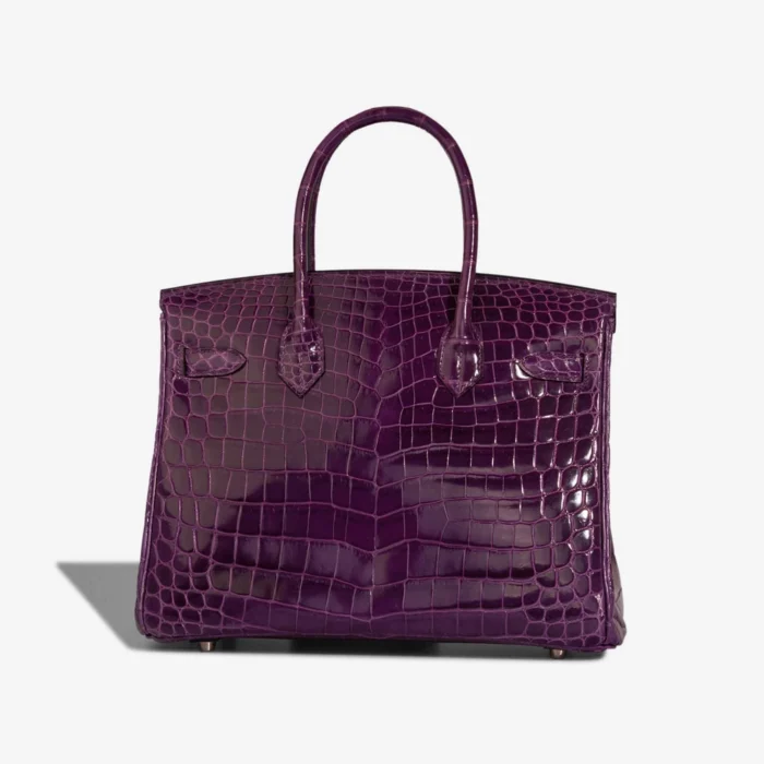 High-End Hermès Inspired Birkin 30 Niloticus Crocodile Amethyst PHW - Direct Luxury Fashion - Image 2