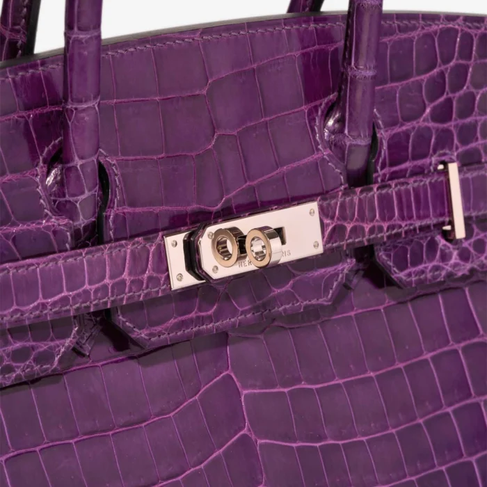High-End Hermès Inspired Birkin 30 Niloticus Crocodile Amethyst PHW - Direct Luxury Fashion - Image 7