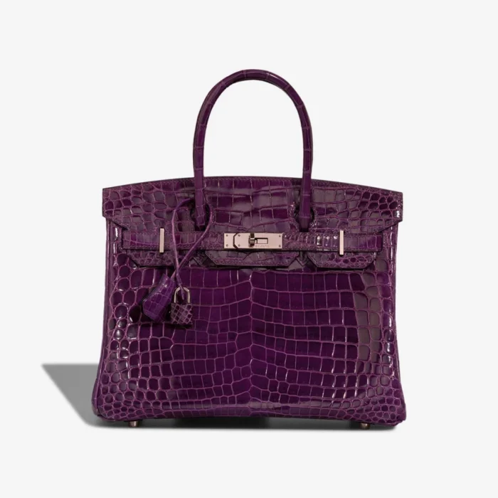 High-End Hermès Inspired Birkin 30 Niloticus Crocodile Amethyst PHW - Direct Luxury Fashion