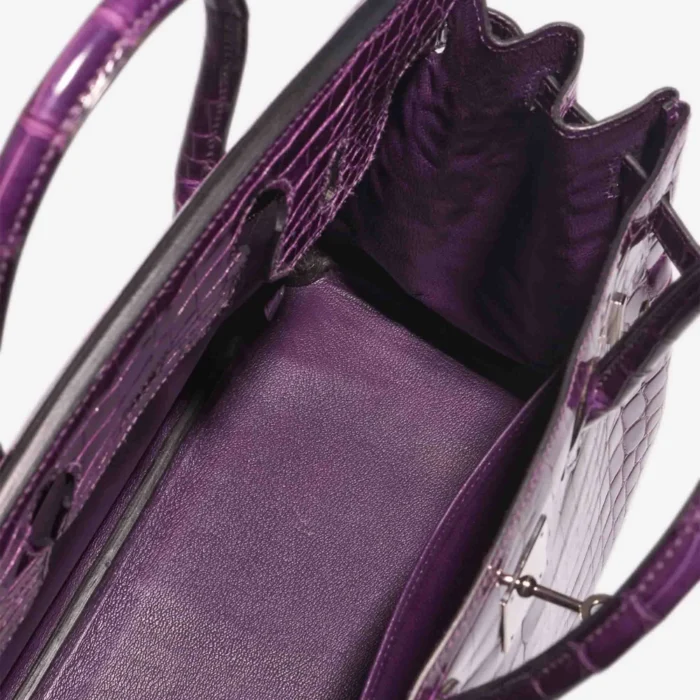 High-End Hermès Inspired Birkin 30 Niloticus Crocodile Amethyst PHW - Direct Luxury Fashion - Image 5