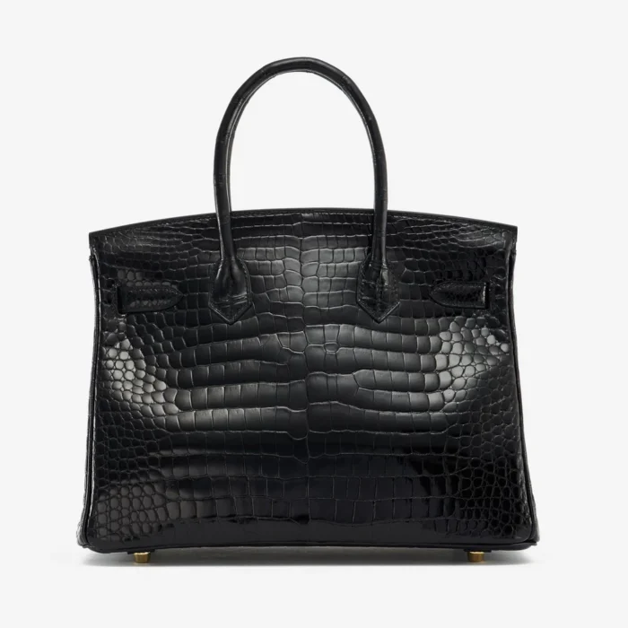 High-End Hermès Inspired Birkin 30 Porosus Crocodile Black GHW - Direct Luxury Fashion - Image 2