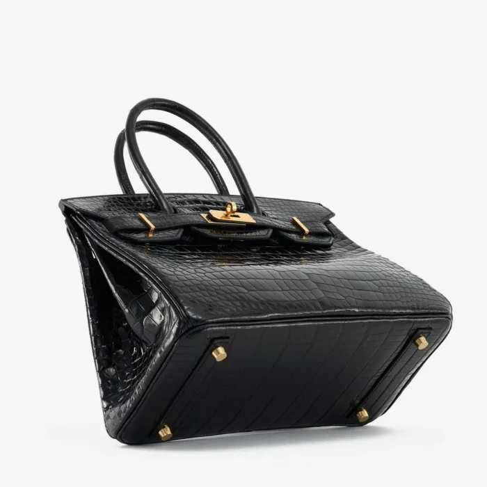 High-End Hermès Inspired Birkin 30 Porosus Crocodile Black GHW - Direct Luxury Fashion - Image 3