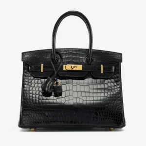 High-End Hermès Inspired Birkin 30 Porosus Crocodile Black GHW - Direct Luxury Fashion