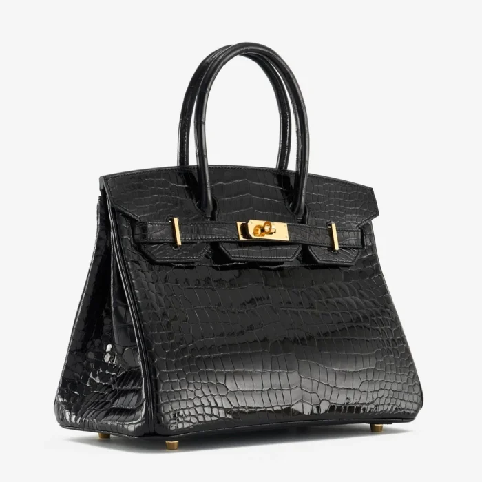 High-End Hermès Inspired Birkin 30 Porosus Crocodile Black GHW - Direct Luxury Fashion - Image 4