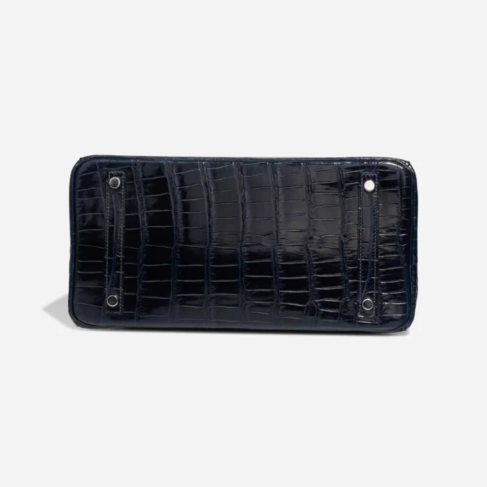 High-End Hermès Inspired Birkin 30 Porosus Crocodile Bleu Marine PHW - Direct Luxury Fashion - Image 3