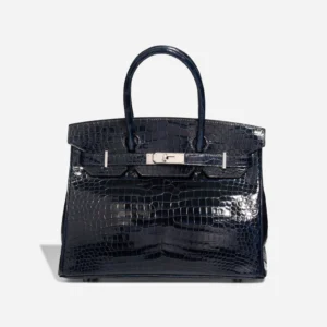 High-End Hermès Inspired Birkin 30 Porosus Crocodile Bleu Marine PHW - Direct Luxury Fashion