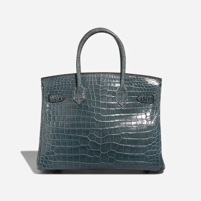 High-End Hermès Inspired Birkin 30 Porosus Crocodile Bleu Tempête GHW - Direct Luxury Fashion - Image 2