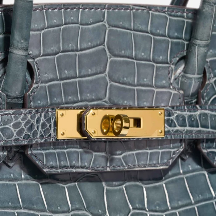 High-End Hermès Inspired Birkin 30 Porosus Crocodile Bleu Tempête GHW - Direct Luxury Fashion - Image 7