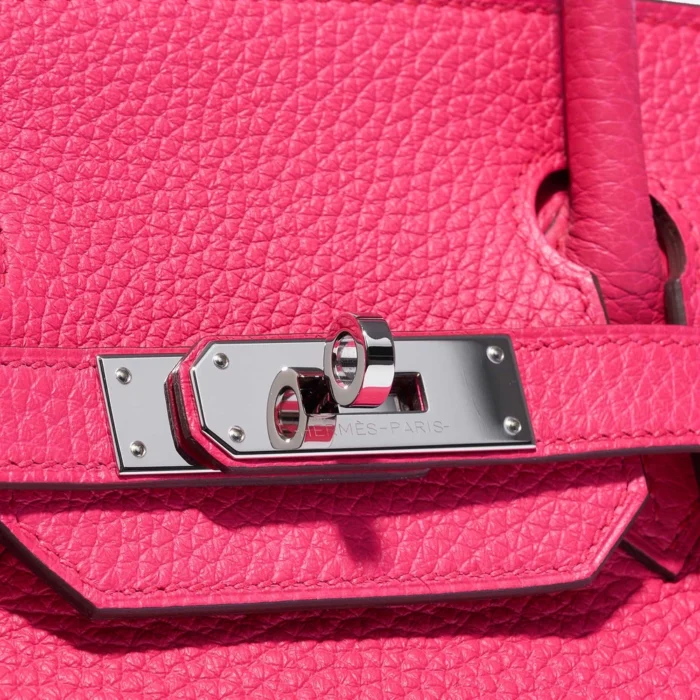 High-End Hermès Inspired Birkin 30 Taurillion Clemence Rose Extreme PHW - Direct Luxury Fashion - Image 7