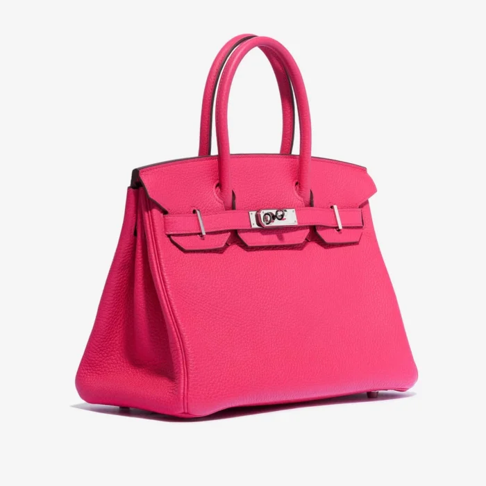 High-End Hermès Inspired Birkin 30 Taurillion Clemence Rose Extreme PHW - Direct Luxury Fashion - Image 4