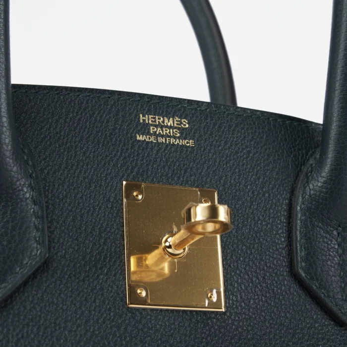 High-End Hermès Inspired Birkin 30 Taurillion Novillo Vert Cypress GHW - Direct Luxury Fashion - Image 6