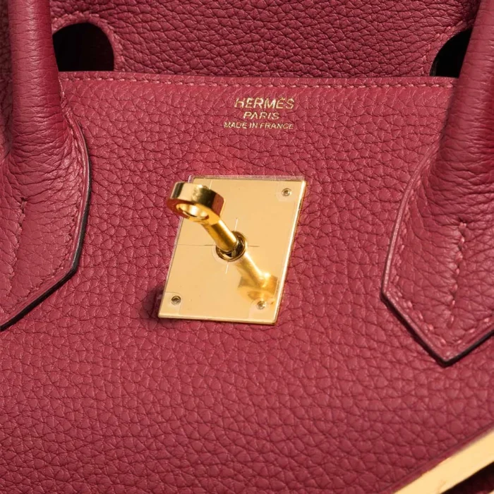 High-End Hermès Inspired Birkin 30 Togo Rouge Grenat GHW - Direct Luxury Fashion - Image 6