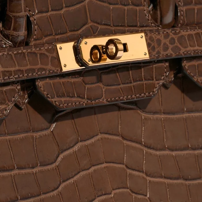 High-End Hermès Inspired Birkin 35 Alligator Mississippiensis Marron d’Inde GHW - Direct Luxury Fashion - Image 7