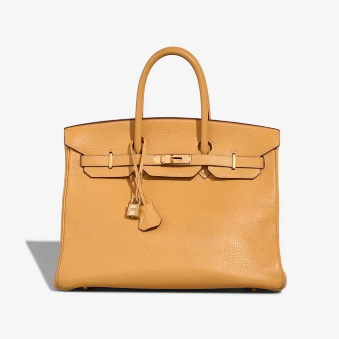 High-End Hermès Inspired Birkin 35 Clemence Sable Naturel GHW - Direct Luxury Fashion