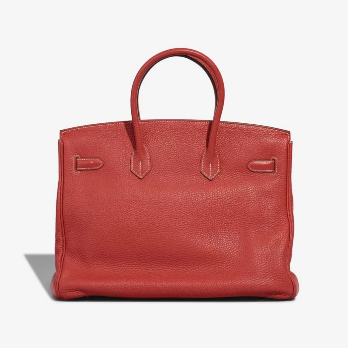 High-End Hermès Inspired Birkin 35 Clemence Sanguine PHW - Direct Luxury Fashion - Image 2
