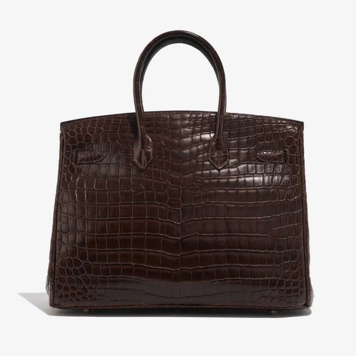 High-End Hermès Inspired Birkin 35 Crocodile Niloticus Marron PHW - Direct Luxury Fashion - Image 2