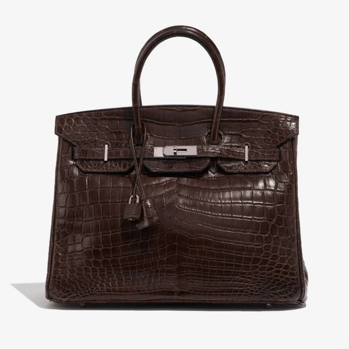High-End Hermès Inspired Birkin 35 Crocodile Marron PHW | DLF