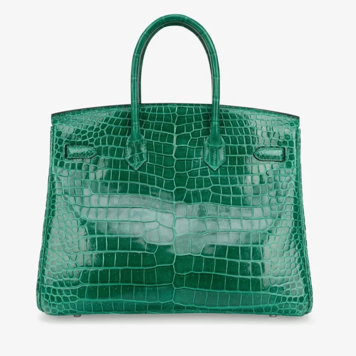 High-End Hermès Inspired Birkin 35 Crocodile Porosus Vert Emeraude PHW - Direct Luxury Fashion - Image 2