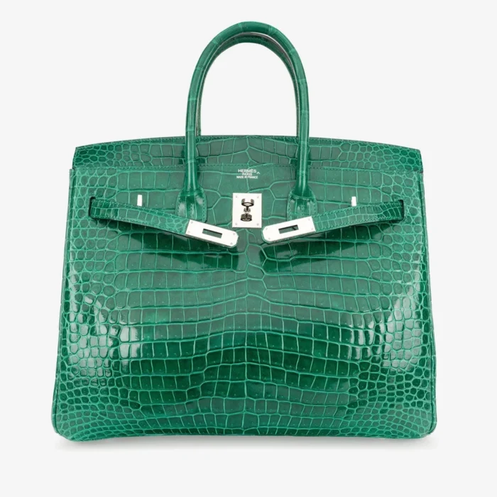 High-End Hermès Inspired Birkin 35 Crocodile Porosus Vert PHW