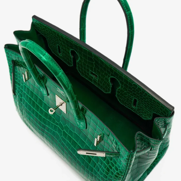 High-End Hermès Inspired Birkin 35 Crocodile Porosus Vert Emeraude PHW - Direct Luxury Fashion - Image 4