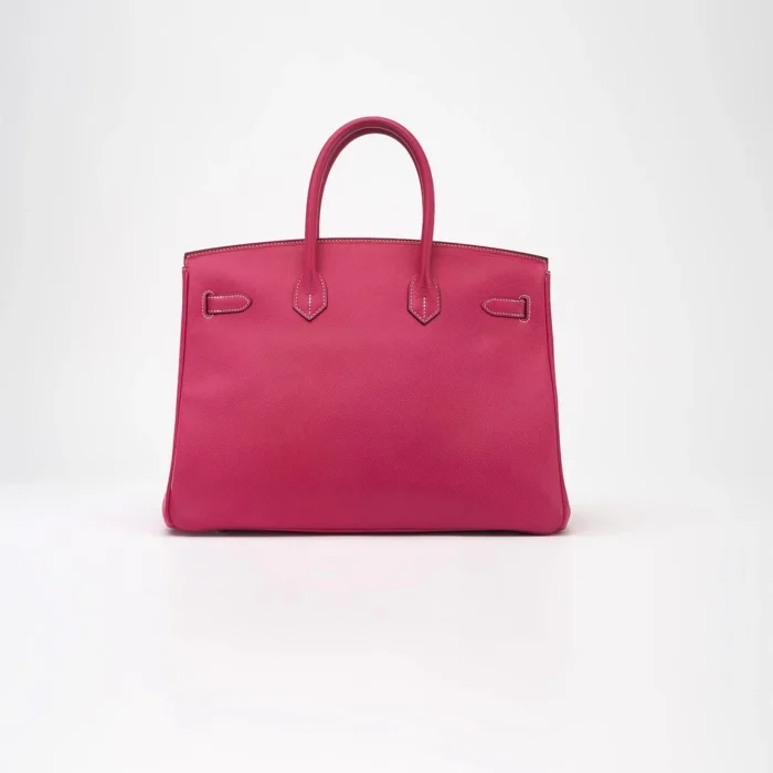 High-End Hermès Inspired Birkin 35 Epsom Rose Tyrene Rubis PHW - Direct Luxury Fashion - Image 2