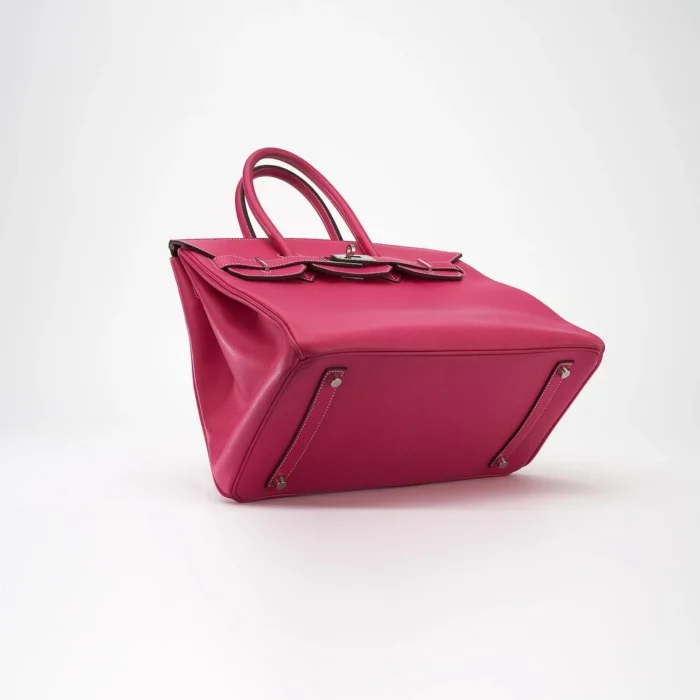 High-End Hermès Inspired Birkin 35 Epsom Rose Tyrene Rubis PHW - Direct Luxury Fashion - Image 3