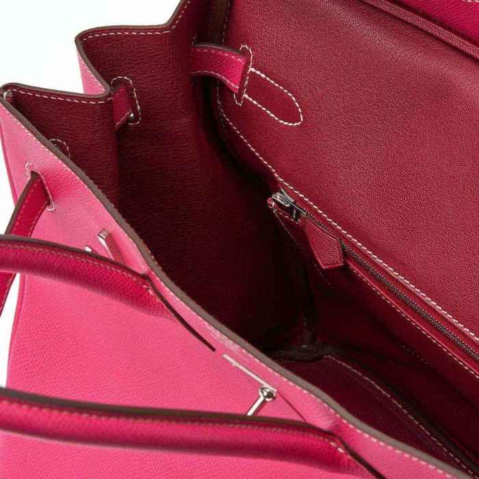 High-End Hermès Inspired Birkin 35 Epsom Rose Tyrene Rubis PHW - Direct Luxury Fashion - Image 5