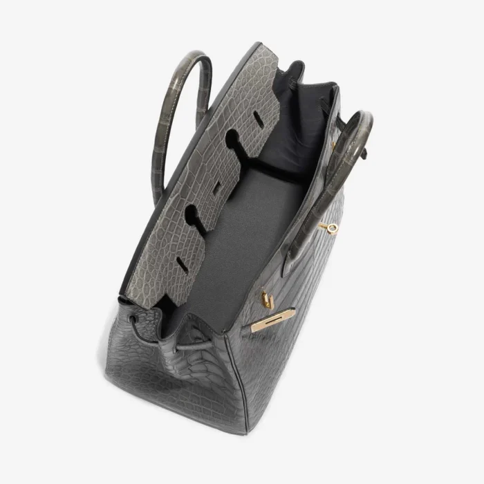 High-End Hermès Inspired Birkin 35 Matte Alligator Graphite GHW - Direct Luxury Fashion - Image 5