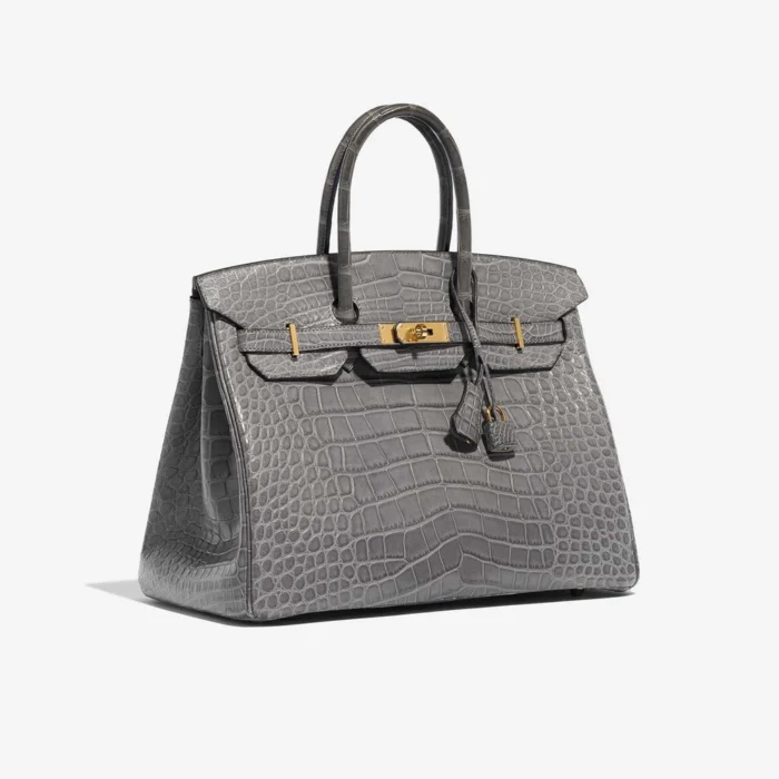 High-End Hermès Inspired Birkin 35 Matte Alligator Graphite GHW - Direct Luxury Fashion - Image 4
