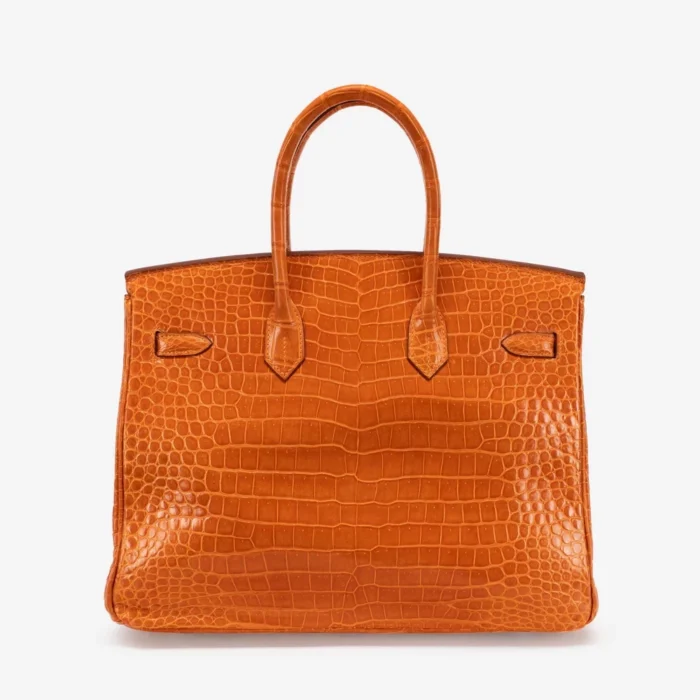 High-End Hermès Inspired Birkin 35 Porosus Crocodile Pain d’epice PHW - Direct Luxury Fashion - Image 2