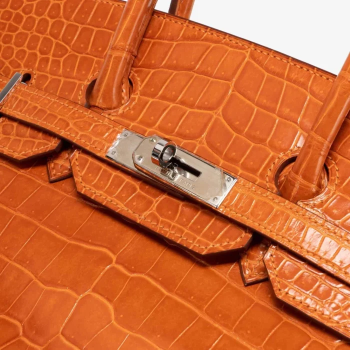 High-End Hermès Inspired Birkin 35 Porosus Crocodile Pain d’epice PHW - Direct Luxury Fashion - Image 7