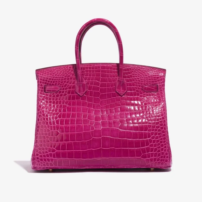 High-End Hermès Inspired Birkin 35 Porosus Crocodile Rose Scheherazade GHW - Direct Luxury Fashion - Image 2
