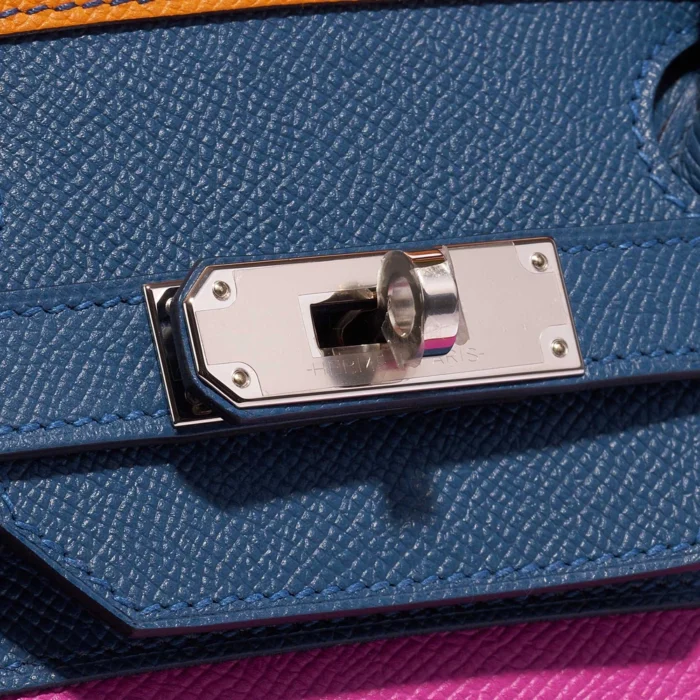 High-End Hermès Inspired Birkin 35 Sunset Rainbow Epsom Apricot/Blue Agate/Magnolia/Rouge Casaque PHW - Direct Luxury Fashion - Image 7