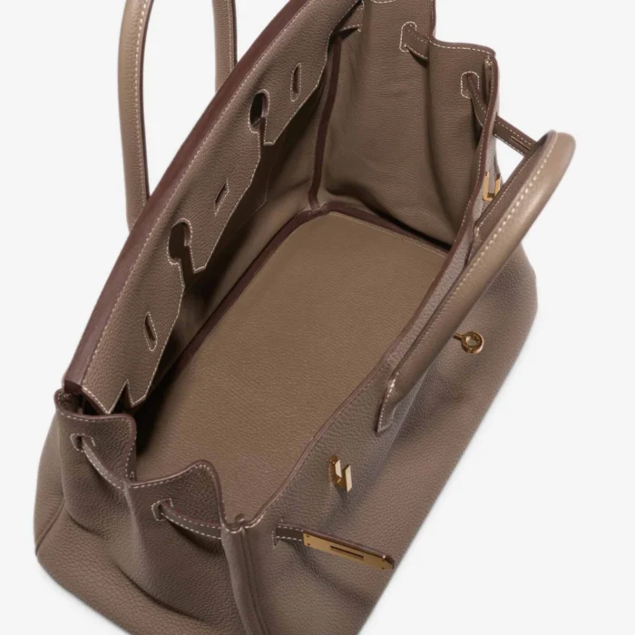 High-End Hermès Inspired Birkin 35 Togo Etoupe GHW - Direct Luxury Fashion - Image 5