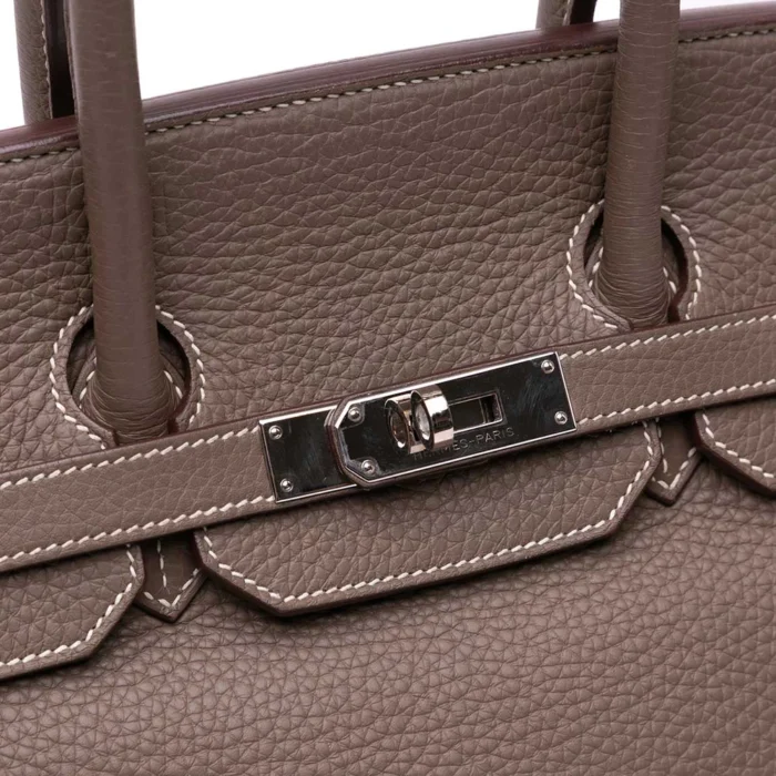 High-End Hermès Inspired Birkin 35 Togo Etoupe PHW - Direct Luxury Fashion - Image 5