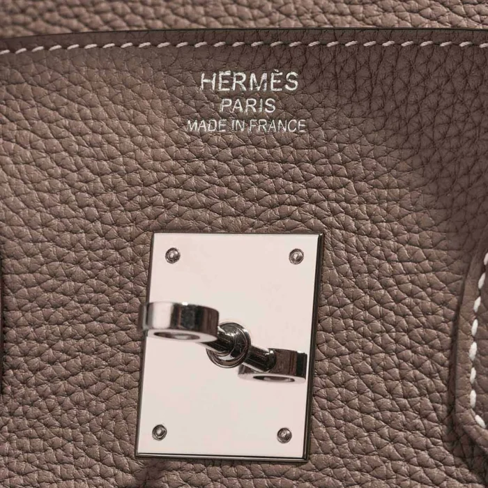 High-End Hermès Inspired Birkin 35 Togo Etoupe PHW - Direct Luxury Fashion - Image 6