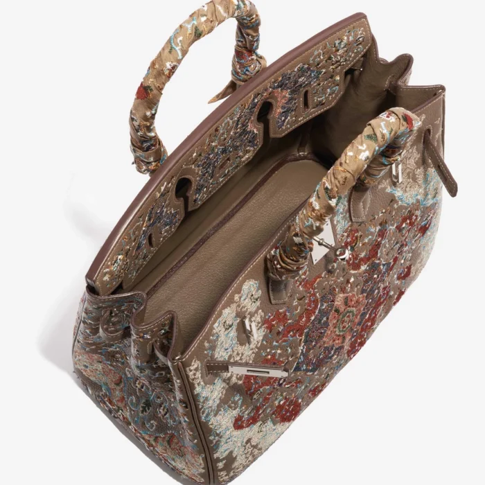 High-End Hermès Inspired Birkin 35 Togo/Embroidery customised by Jay Ahr PHW - Direct Luxury Fashion - Image 5