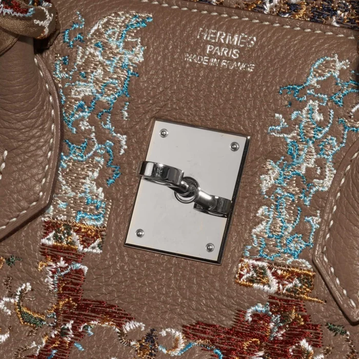 High-End Hermès Inspired Birkin 35 Togo/Embroidery customised by Jay Ahr PHW - Direct Luxury Fashion - Image 6