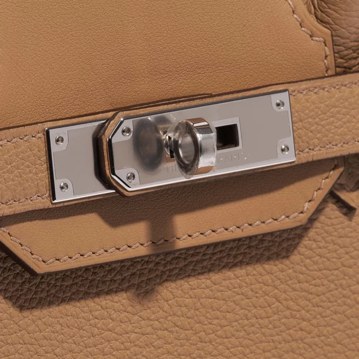High-End Hermès Inspired Birkin 3in1 30 Togo/Swift/Toile Biscuit/Ecru PHW - Direct Luxury Fashion - Image 7