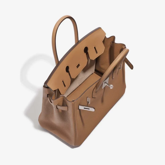 High-End Hermès Inspired Birkin 3in1 30 Togo/Swift/Toile Biscuit/Ecru PHW - Direct Luxury Fashion - Image 5