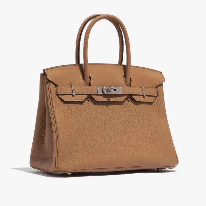 High-End Hermès Inspired Birkin 3in1 30 Togo/Swift/Toile Biscuit/Ecru PHW - Direct Luxury Fashion - Image 4