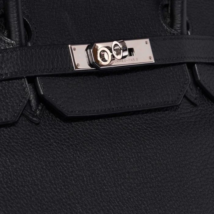 High-End Hermès Inspired Birkin 40 Clemence Black PHW - Direct Luxury Fashion - Image 7