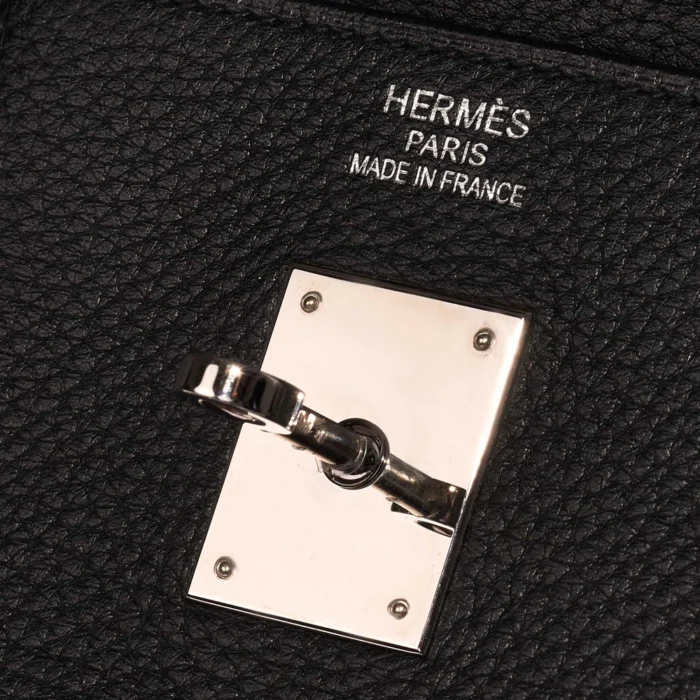 High-End Hermès Inspired Birkin 40 Clemence Black PHW - Direct Luxury Fashion - Image 6