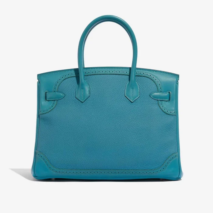 High-End Hermès Inspired Birkin Ghillies 30 Swift/Togo Turquoise PHW - Direct Luxury Fashion - Image 2